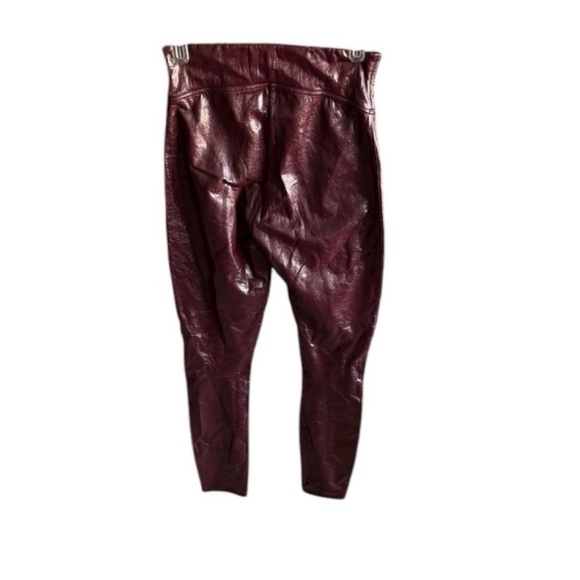 SPANX Ruby Burgundy Faux Leather Leggings Size Medium - Picture 6 of 7